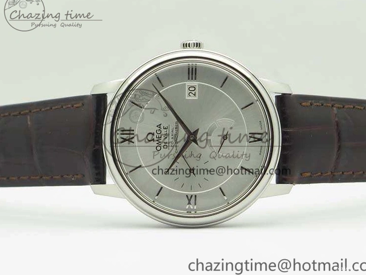 0310 FashionForward De Ville Prestige Real Power Reserve SS TW 1:1 Best Edition White Dial SS Markers On Leather Strap A 8095